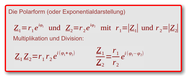 Die Polarform (oder Exponentialdarstellung)    Multiplikation und Division: